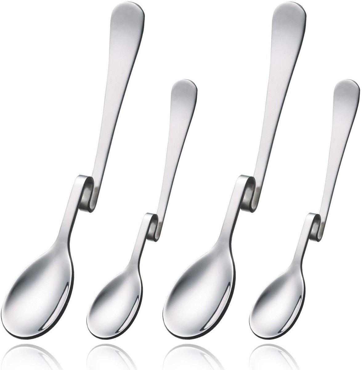 Dailygoods - Roestvrijstalen Lepels - Longdrinklepels met Knik - Ideaal voor Koffie en Latte Macchiato - Zilver - Honinglepel - Voor Keuken en Restaur...