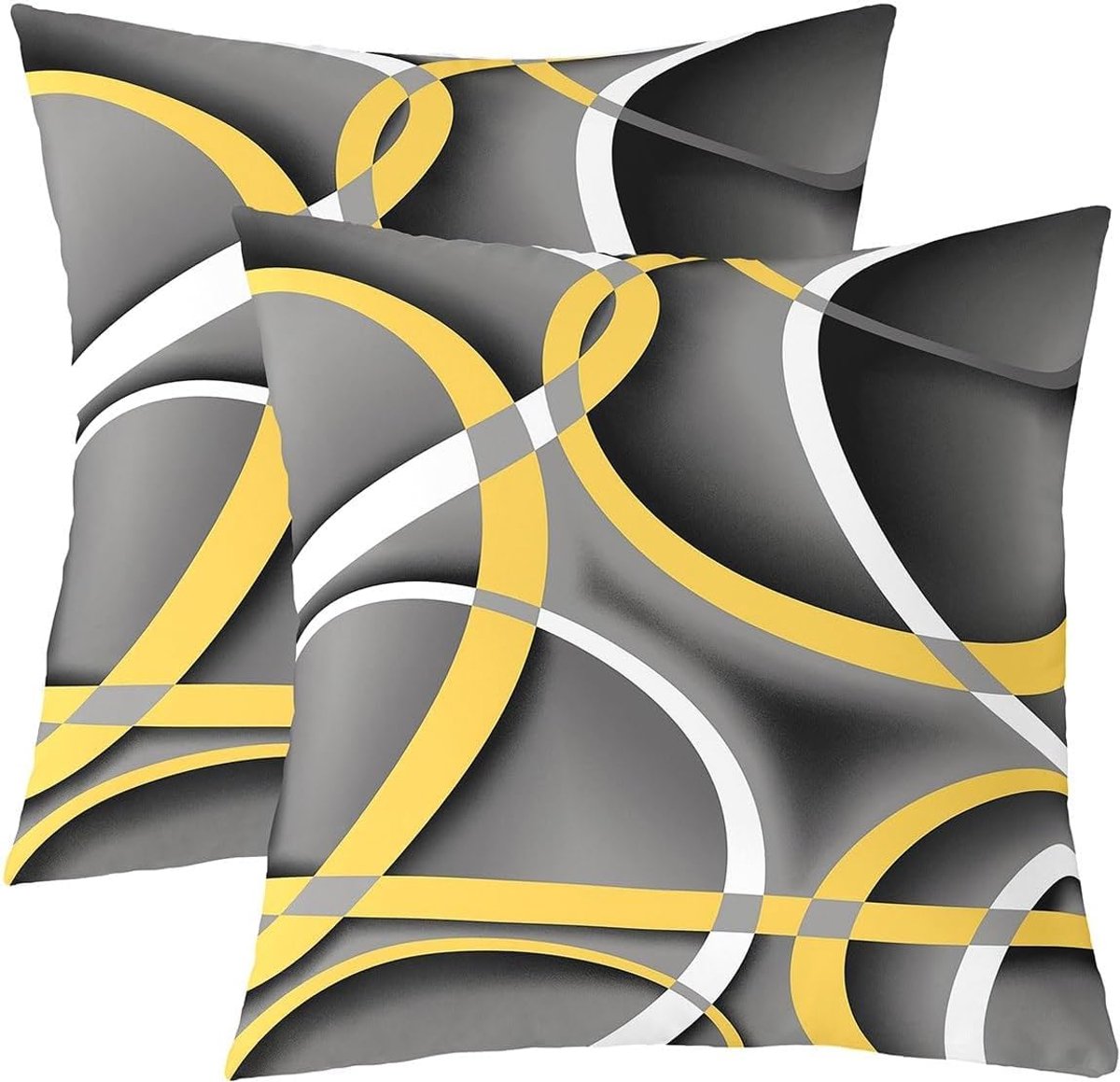 Kussenhoes met lijnenprint, set van 2, 45 x 45 cm, moderne abstracte kussenhoes voor kinderen, geometrische cirkel, kussensloop