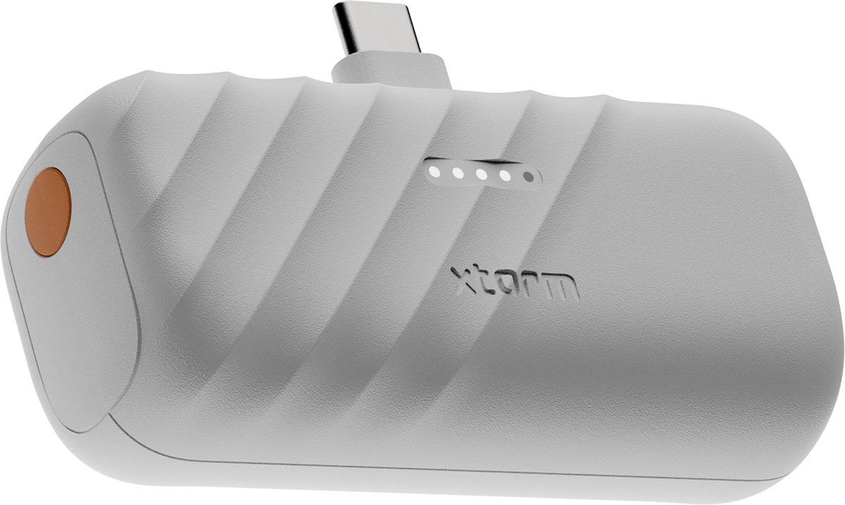 Xtorm Go2 Evolution Powerbank – 5.000 mAh – USB-C Aansluiting – Krachtige Duurzame Powerbank – Geschikt voor iPhone & Samsung – Ice White