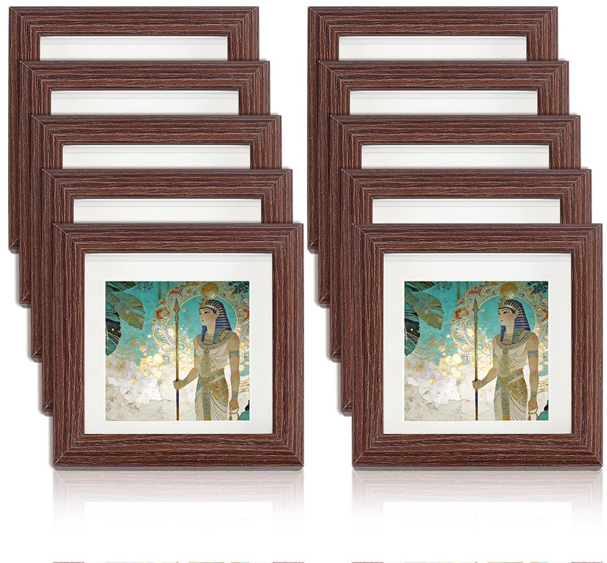 10 tentoonstellingsdozen met kijklijst, vierkante fotodoos van massief hout, 10,2 x 10,2 cm, met kijklijst, voor herinneringen, sportmedailles, bruiloftspelden, prijzen en bankbiljetten.