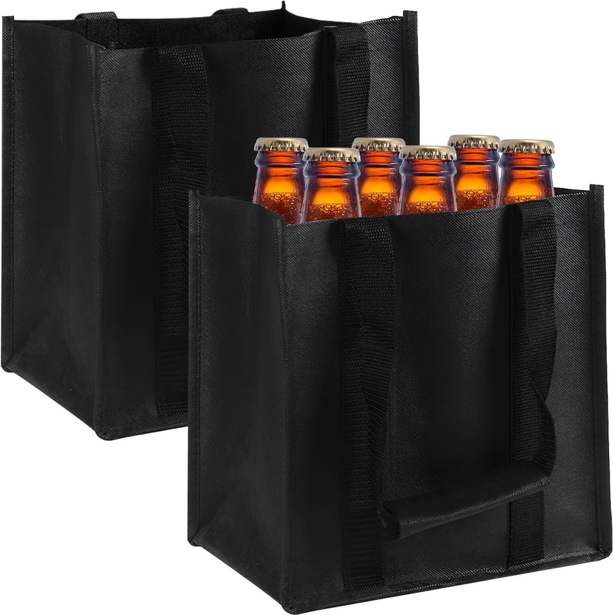 2 Flessen Bierzak 6 Flessenzak Met Klittenband Flessenzak Met 6 Vakken Draagtas Voor Water Wijn En Bier Zwart