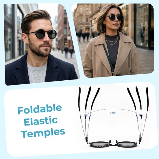 zonnebril, rond, gepolariseerde zonnebril met 9-niveaus, ND-filter, UV400, TAC-glazen, metalen frame, metalen frame, retro uniseks voor dames en heren, outdoor, rijden — afbeelding 2