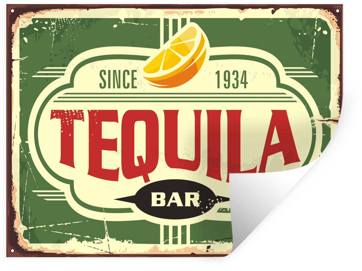 Muurstickers - Sticker Folie - Tequila - Vintage - Reclamebord - 40x30 cm - Plakfolie - Mu