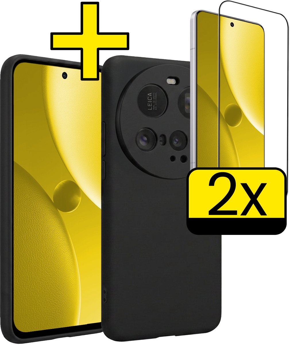 Hoesje - Met 2x Screenprotector - Geschikt voor Xiaomi 15 Ultra - Sterk & Shockproof - Back Cover - Siliconen Case - Telefoon Hoes - Telefoonhoesjes - Zwart