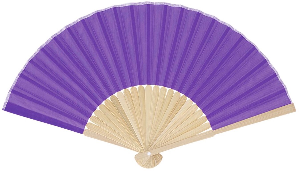 Bellatio Design Spaanse handwaaier - paars - bamboe/papier - 38 x 21 cm - spaanse waaier - festival waaier
