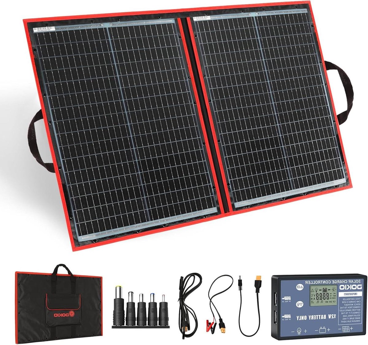 Opvouwbaar Zonnepaneel - Draagbare Zonneoplader - Accu Opladen - Monokristallijn Silicium - 100 Watt - Zwart