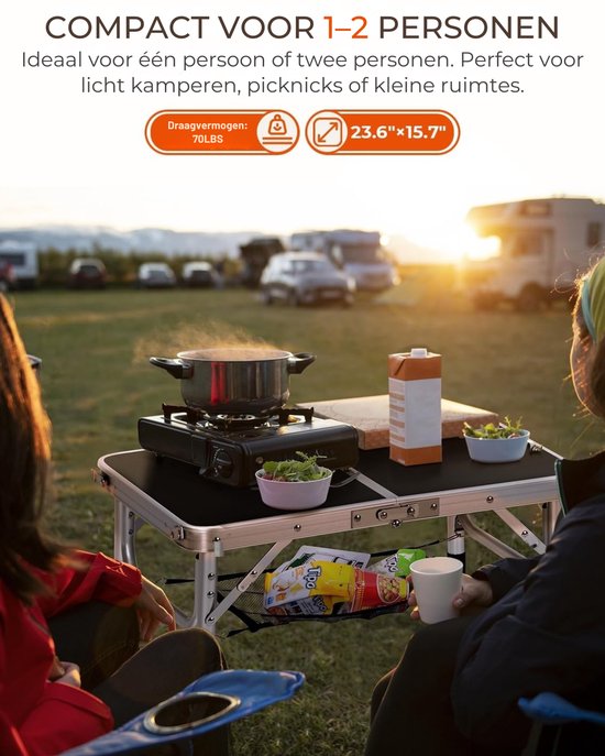 Camping Keukentafel Opvouwbaar - Draagbare Kooktafel met Opbergkast, Windscherm en Lamphouder - Outdoor Campingkast - Aluminium Campingtafel - Voor Kamperen en Barbecue van Camping — afbeelding 3