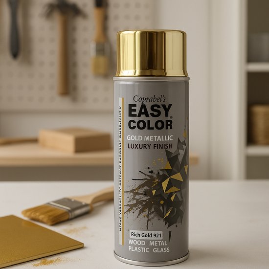 EASY COLOR - spuitverf - Rich Gold Metallic Spray 921 - hoogglans metallic goud 400 ml