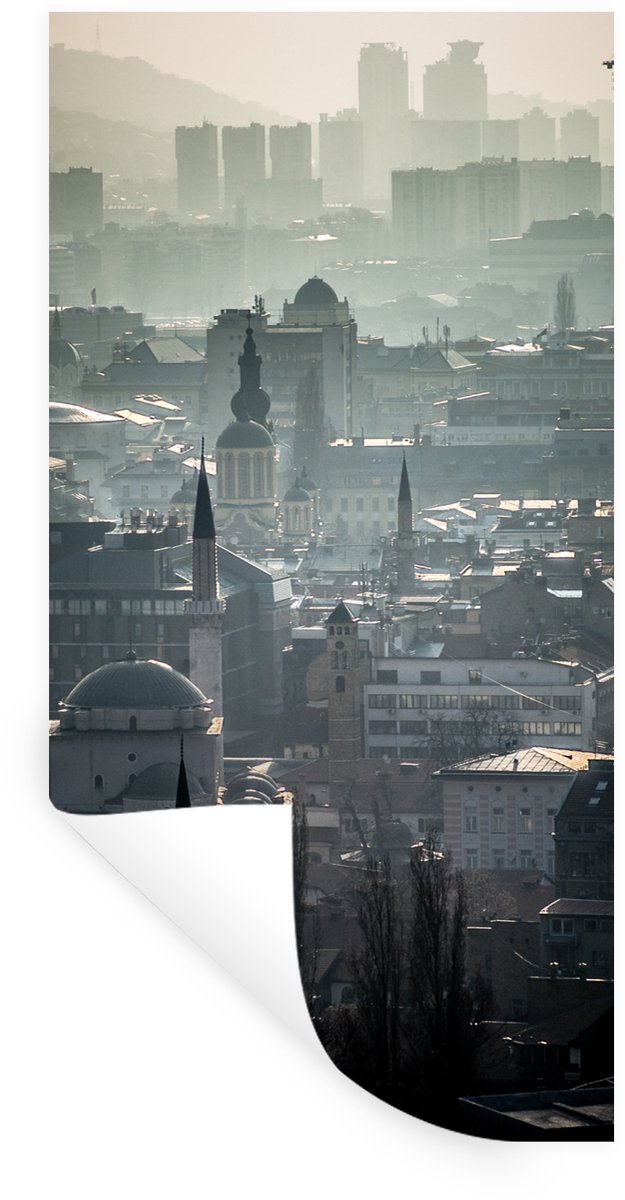 Muurstickers - Sticker Folie - Mist boven Sarajevo hoofdstad van Bosnië en Herzegovina - 2