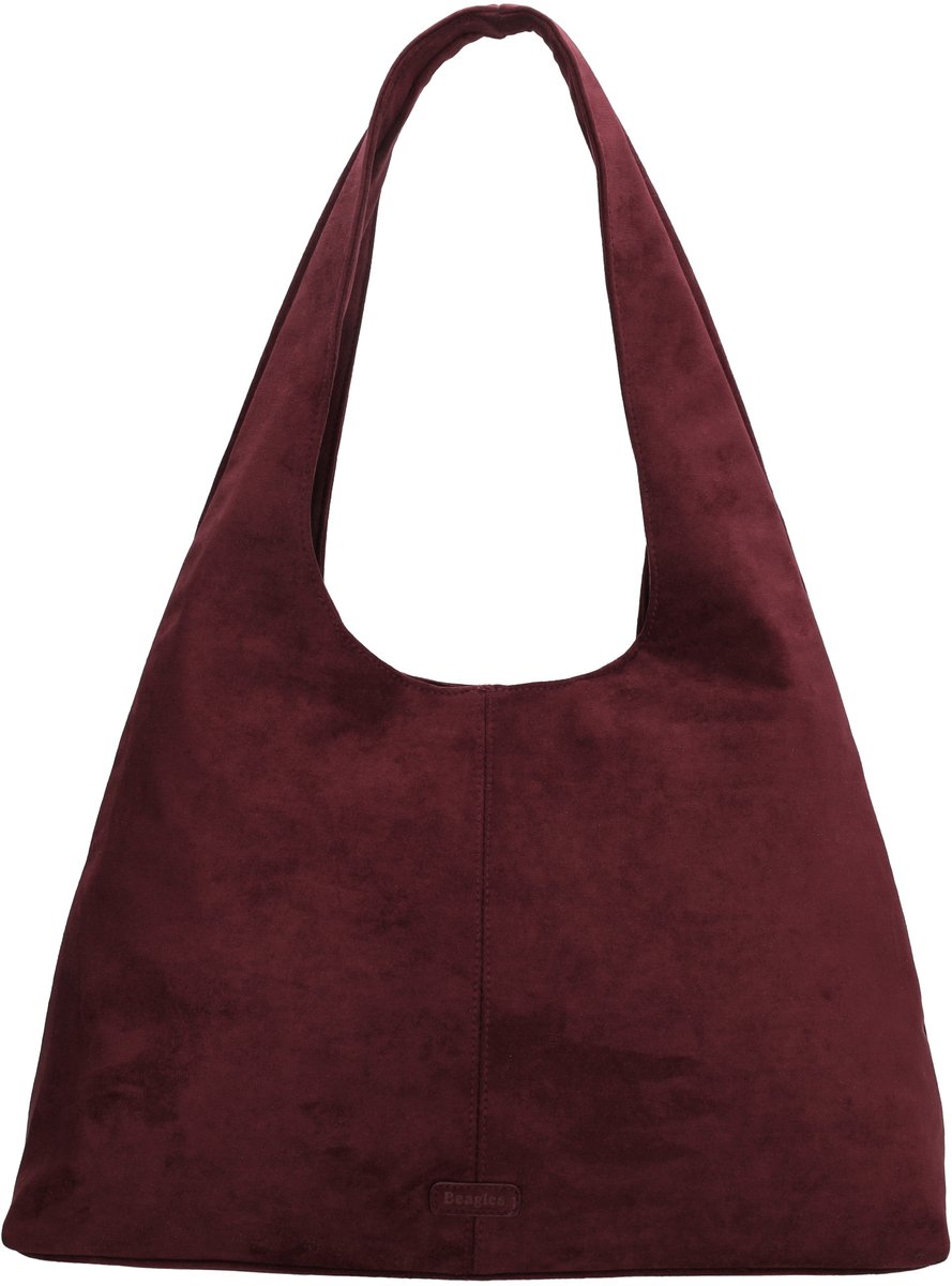 Beagles Ozu Shopper - Damestas - Schoudertas - Faux Suède - Ritssluiting - Trendy - Everyday - Tote Bag - Dames Tas - Bordeaux rood