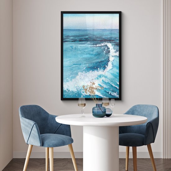Cadre photo avec poster - Mer - Golf - Aquarelle - 60x90 cm - Cadre poster