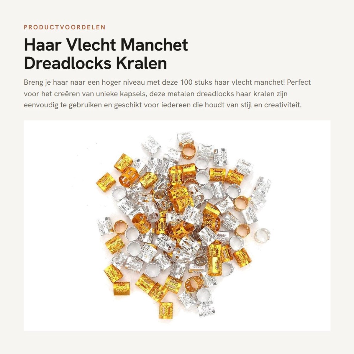 Dailygoods- Haarvlecht Kralen 100 Stuks - Verstelbare Metalen Ringen - Haar Sieraden - Dreadlocks Accessoires - Decoraties - Eenvoudig te gebruiken - Haarsieraden