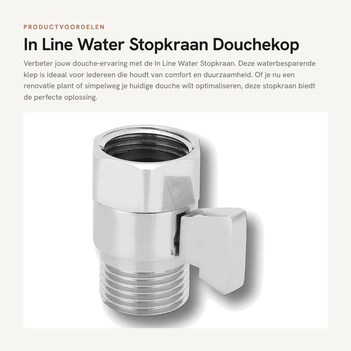 Dailygoods- Waterstopkraan Waterbesparend - Douchekraan - G1/2in - Koper - 10KG - 4 cm Lengte