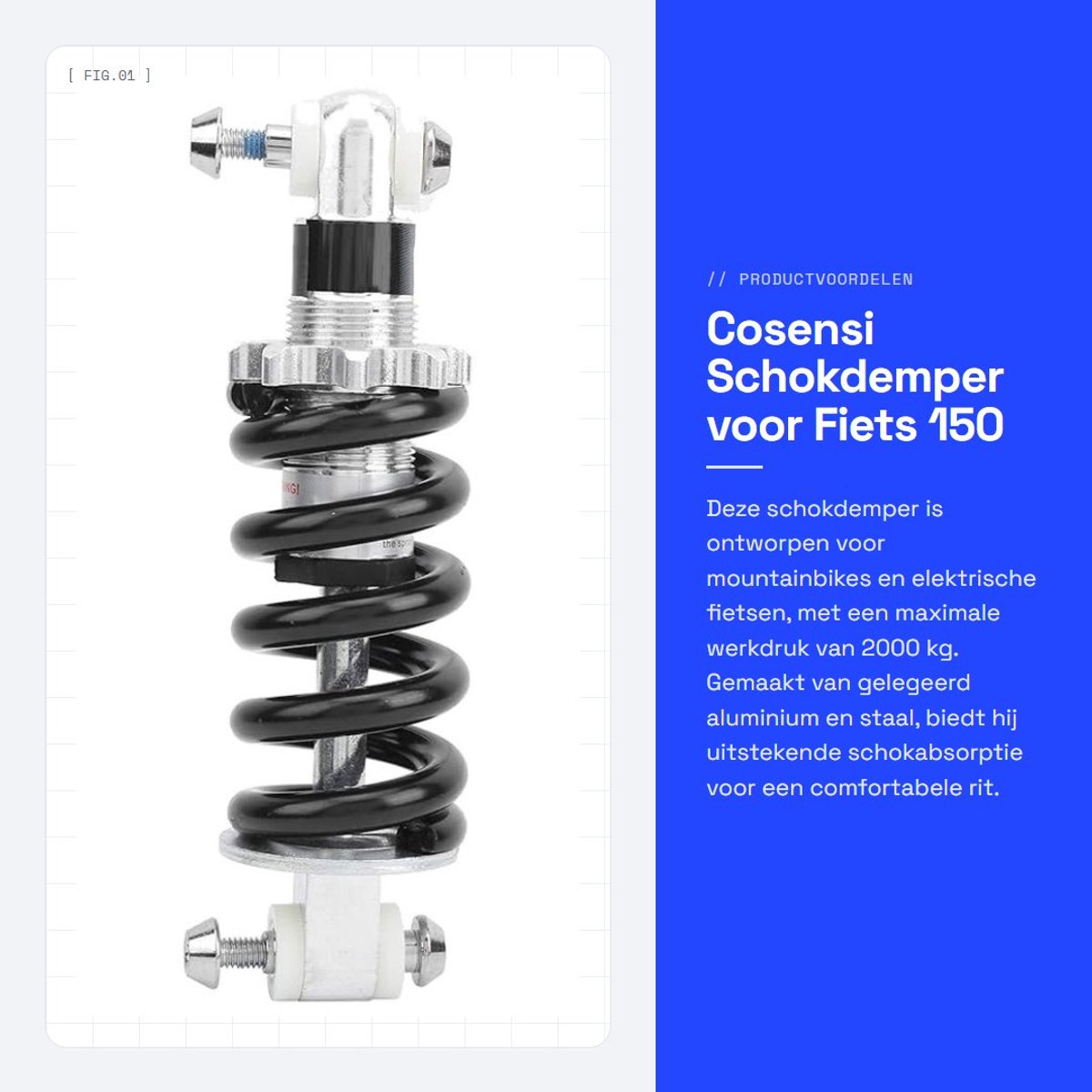 Dailygoods - Schokdemper voor Fiets 150 mm x 1500 LBS