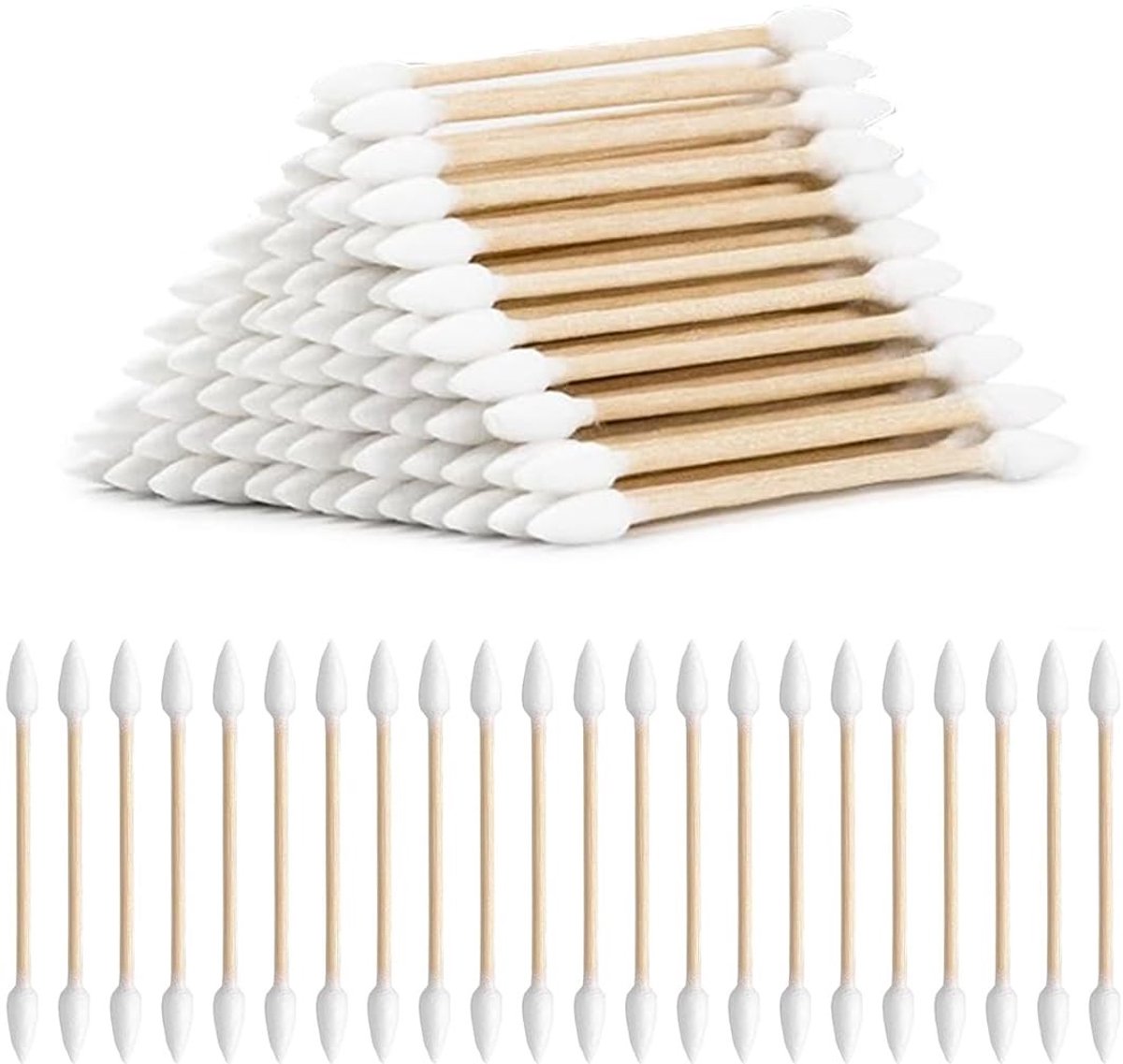 Dailygoods- Wattenstaafjes 300 Stuks - Dubbelzijdige Wattenstaafjes - Houten Stokjes - Multifunctionele Reinigingsstaafjes - Oorreiniging - Praktisch Ontwerp