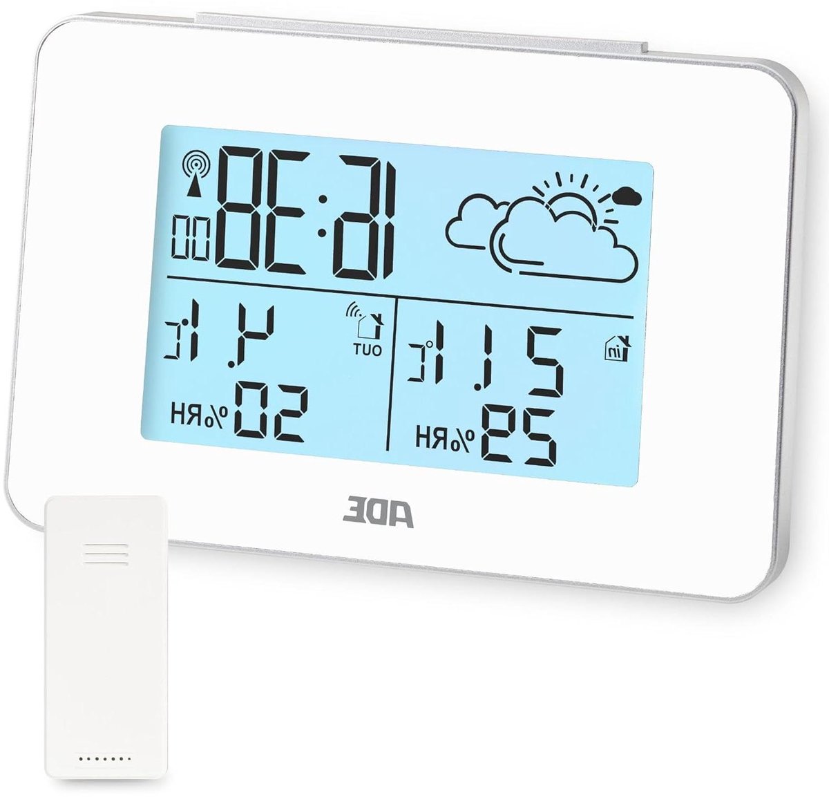 Weerstation met Sensor - Weercomputer Binnen Buiten - Weersvoorspelling Zien - Geanimeerde Symbolen - 60m Bereik - Wit