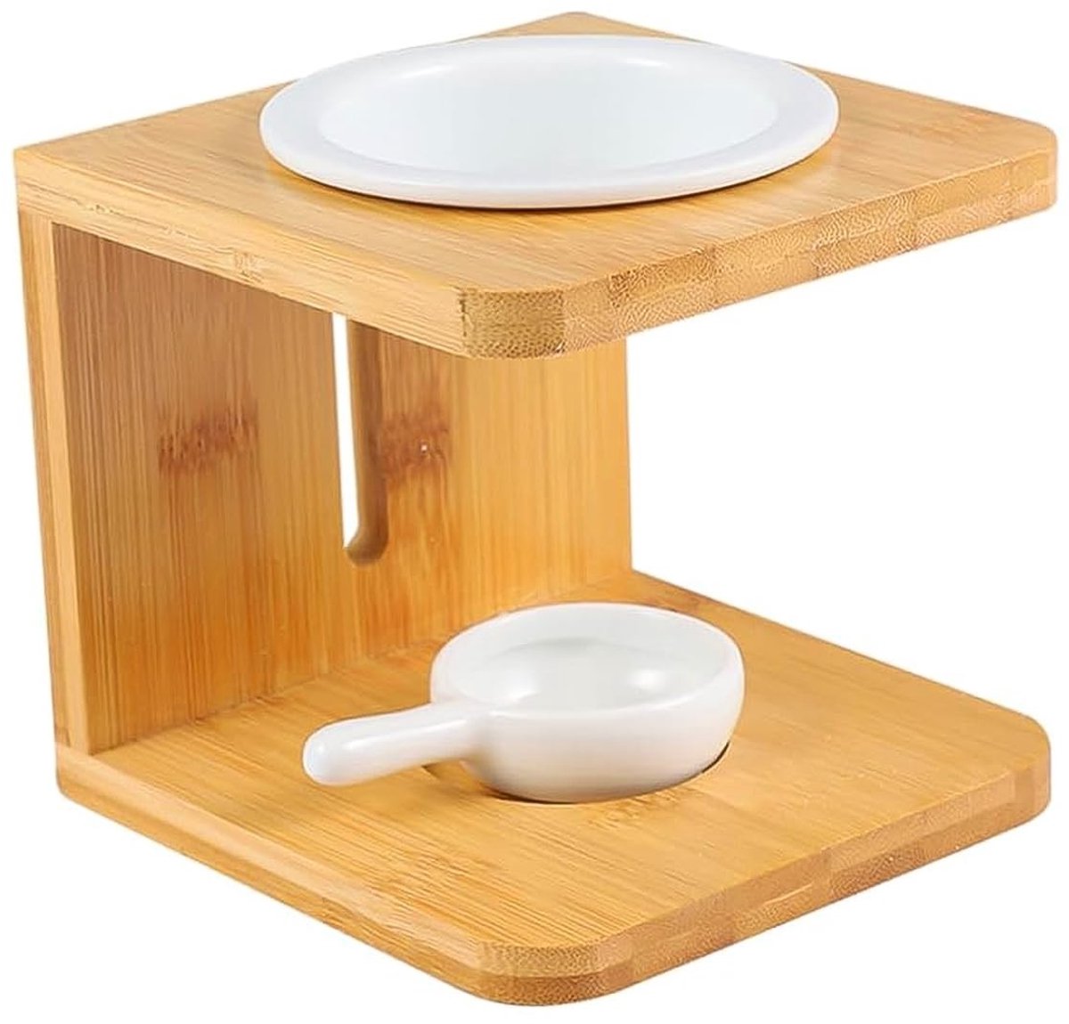 Dailygoods - Essentiële oliebrander - Aromatherapie - Keramische bamboe oliebrander - Theelichtje - Waxwarmer - Geschikt voor thuiskantoor - Ontspanni...