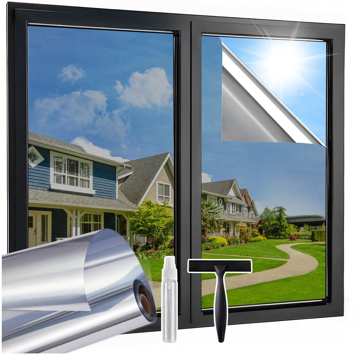 Dailygoods- Spiegelfolie Eenzijdig Ondoorzichtig - Raamfolie Inkijkbescherming - Zelfklevend - Zonwerend - UV-Bescherming - Hittebescherming 44,5 x 200 cm