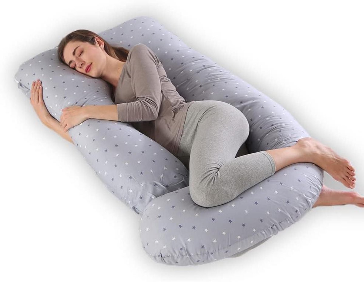 Zwangerschapskussen - Steunlichaamskussen - Comfortabel Slapen - Afneembare Hoes - 180x120cm - Sterren
