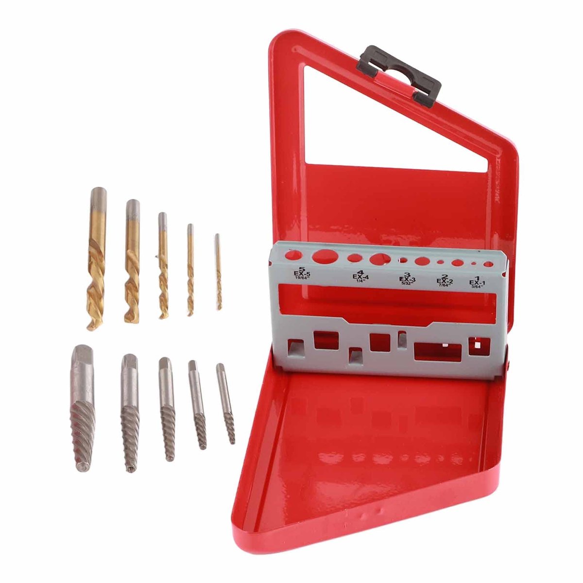Dailygoods- Schroef Extractor Set 10 Stuks - Linkse Boor - Schroeftrekker - Staal - Duurzaam - Geschikt voor Maten 5/64" tot 19/64 - Schroefboor