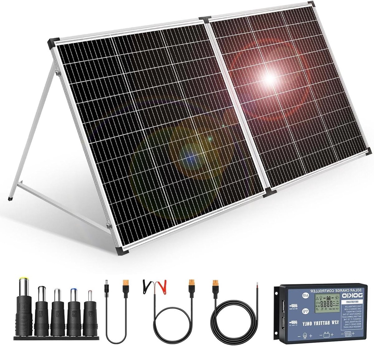 Draagbaar Zonnepaneel - Opvouwbaar Paneel - Energie Opwekken - Hoge Efficiëntie Cellen - 200 Watt - Zwart