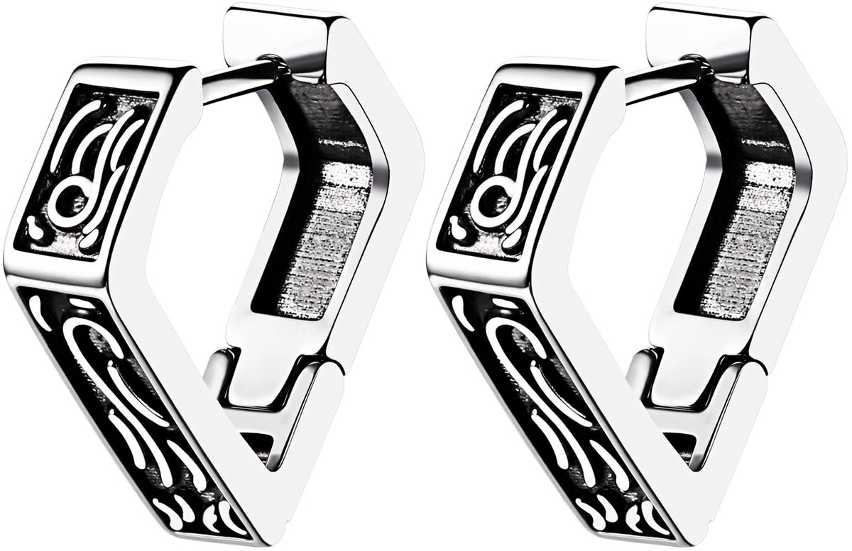 JewelryWe Viking Gothic driehoekig oorbellen: heren dames steampunk rune noordse Vikingoorbellen