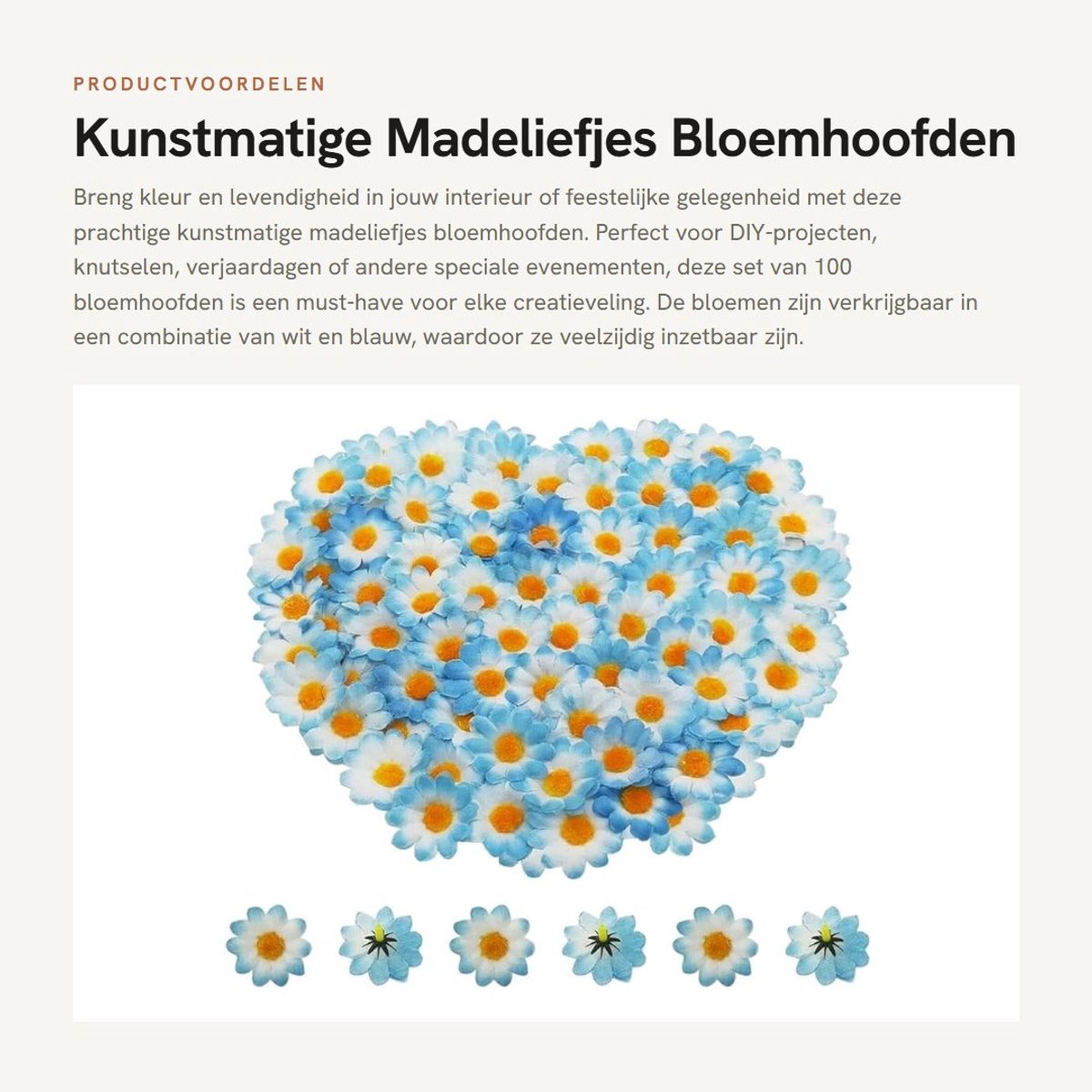 Dailygoods- Kunstmatige Bloemhoofden 100 Stuks - Nepbloemblaadjes Gerbera - Stof/Kunststof - Indoor/Outdoor - Decoratie - Holle Korte Steel - Nepbloemen
