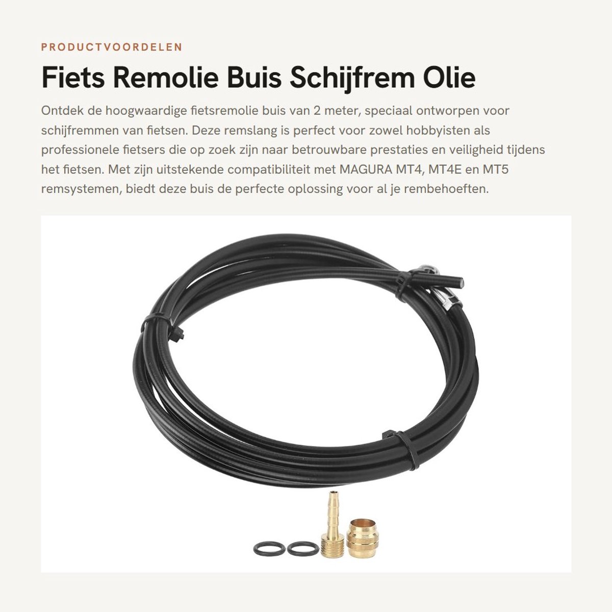 Dailygoods- Remolie Buis 2M - Fietsremleiding - Fietsschijfremolieslang - Rubber - Compatibel met MAGURA MT4/MT4E/MT5 - Hoge kwaliteit - Remleiding