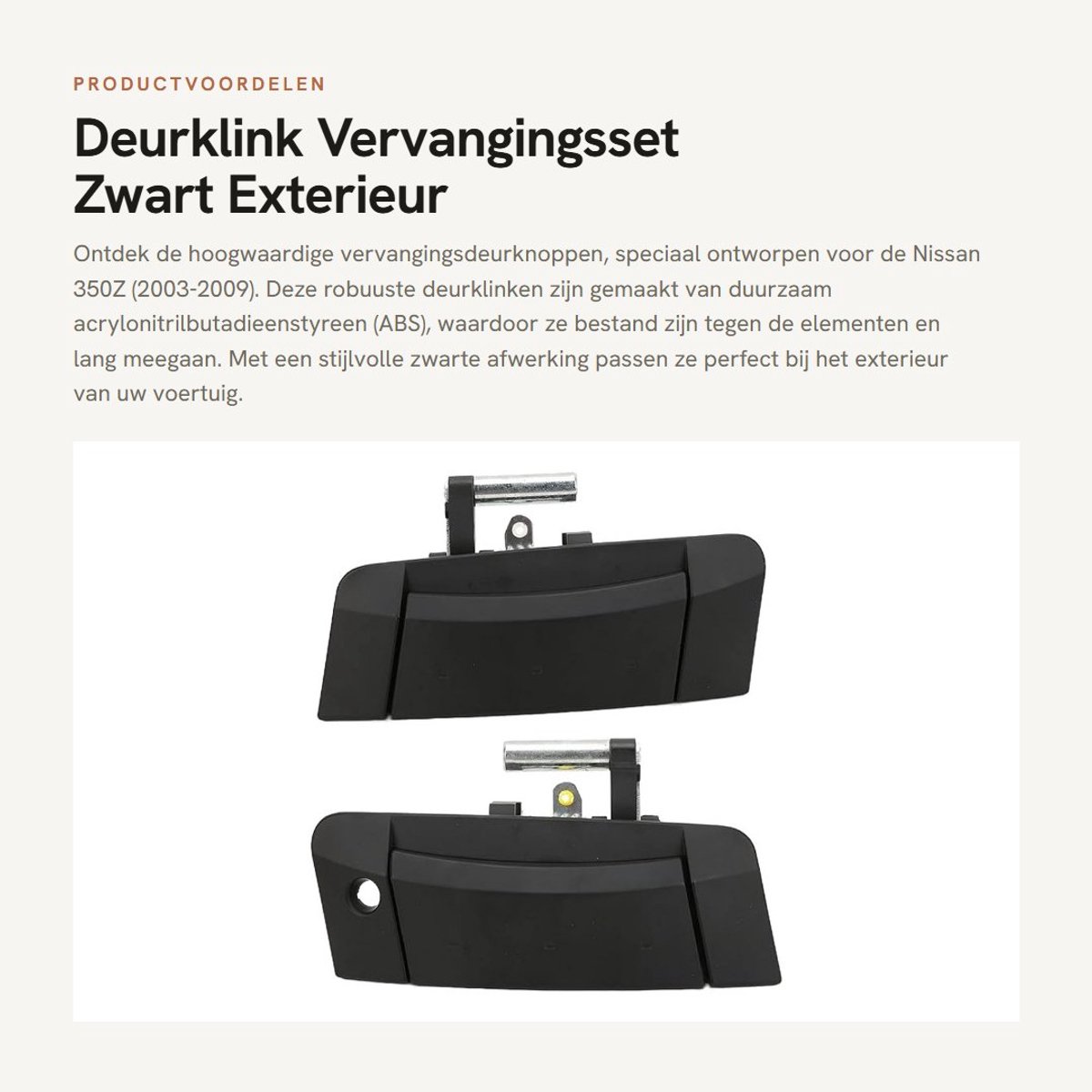 Dailygoods- Deurklink Zwart - Deurklink Exterieur - Deurklink Vervanging - Deurklink 80607-CD00B - Set van 2 - Geschikt voor 350Z 2003-2009 - Deurklinken