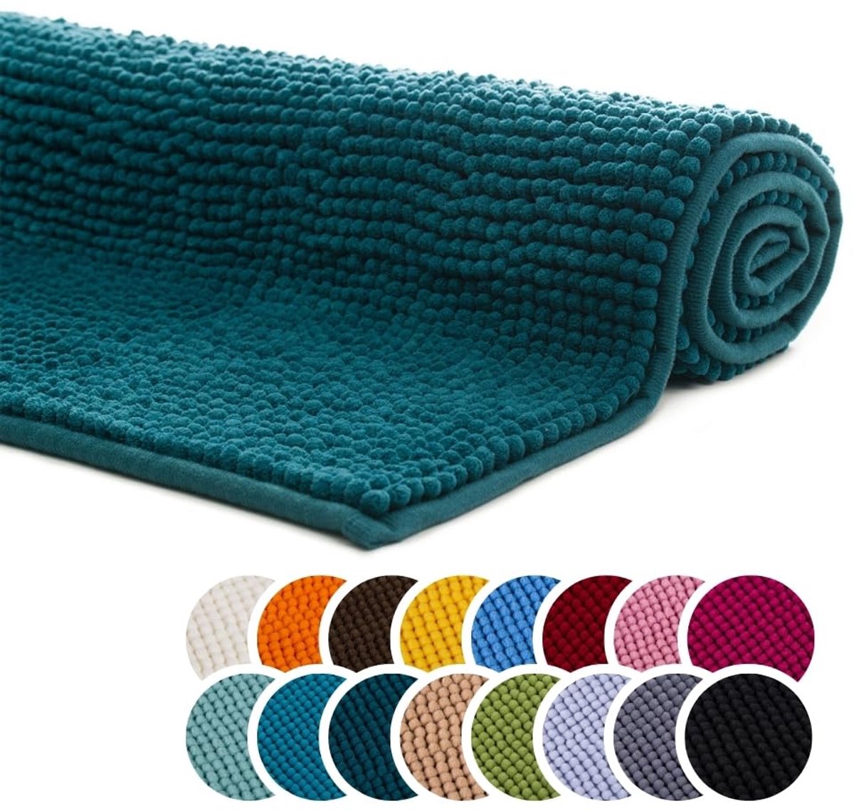 liebling Badtapijt, 100% polyester - microvezel, serie Chile, 50 x 70 cm, wasbaar op 30 graden, geschikt voor vloerverwarming, kleur: petrol