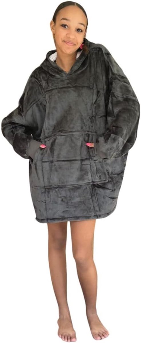 hoodie deken - Fleece deken met mouwen - TV deken – Plaid met mouwen – Warm & zacht – Fleece poncho kind -