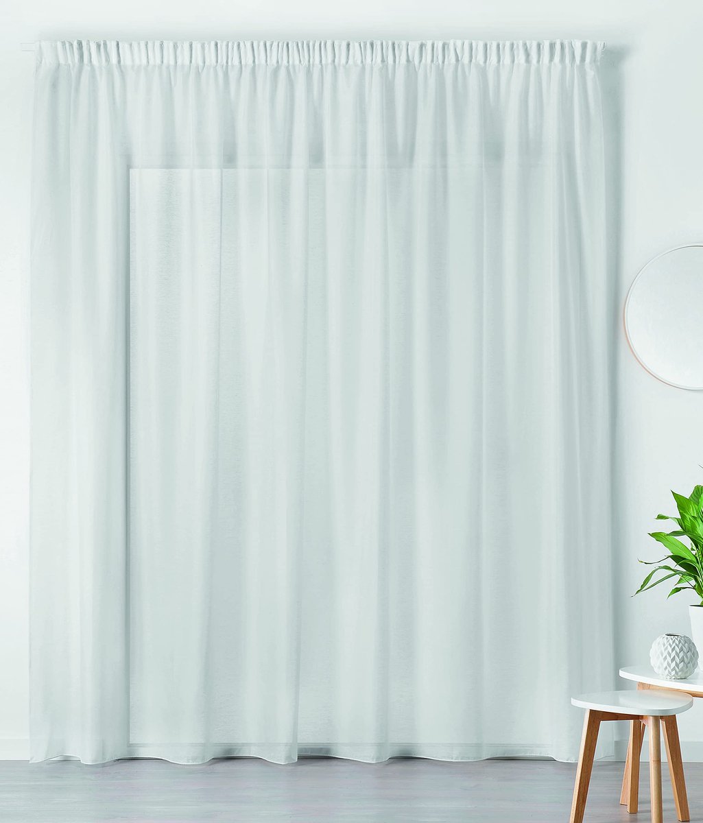 Gordijnen, lang, polyester, plooiband, 420 x 240 cm, linnenwit