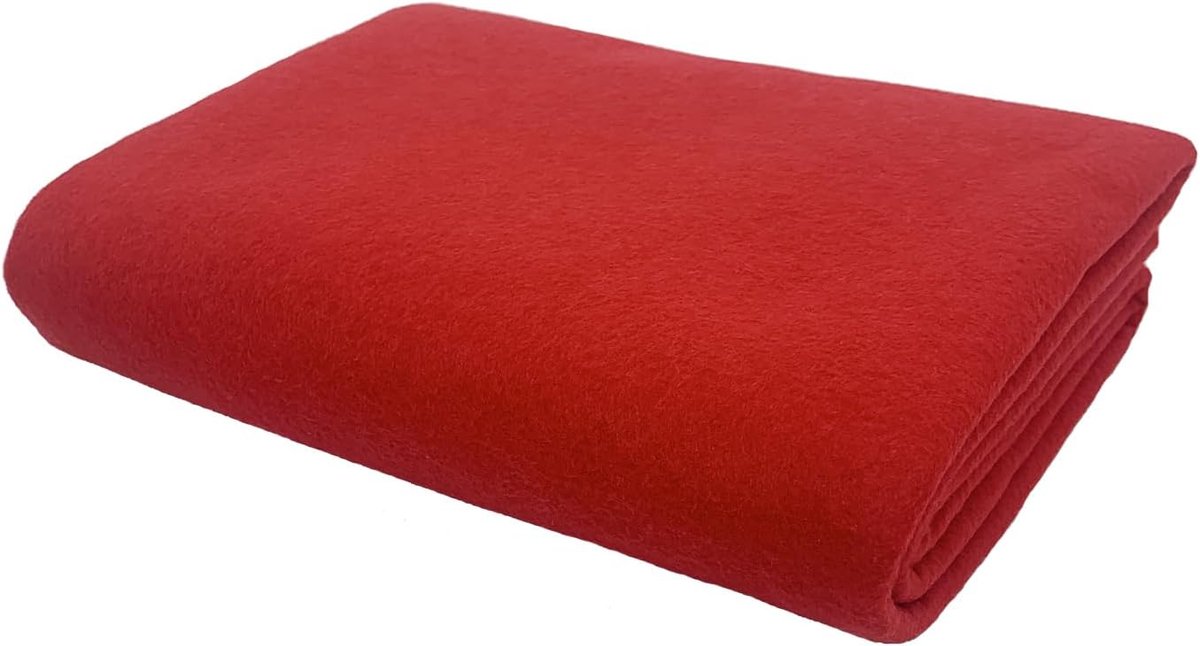 Stof, 1,4 mm dik vilt voor knutselen, polyester, voor handwerk, doe-het-zelf, naaiproject, patchwork, decoraties (rood, 100 cm x 90 cm)