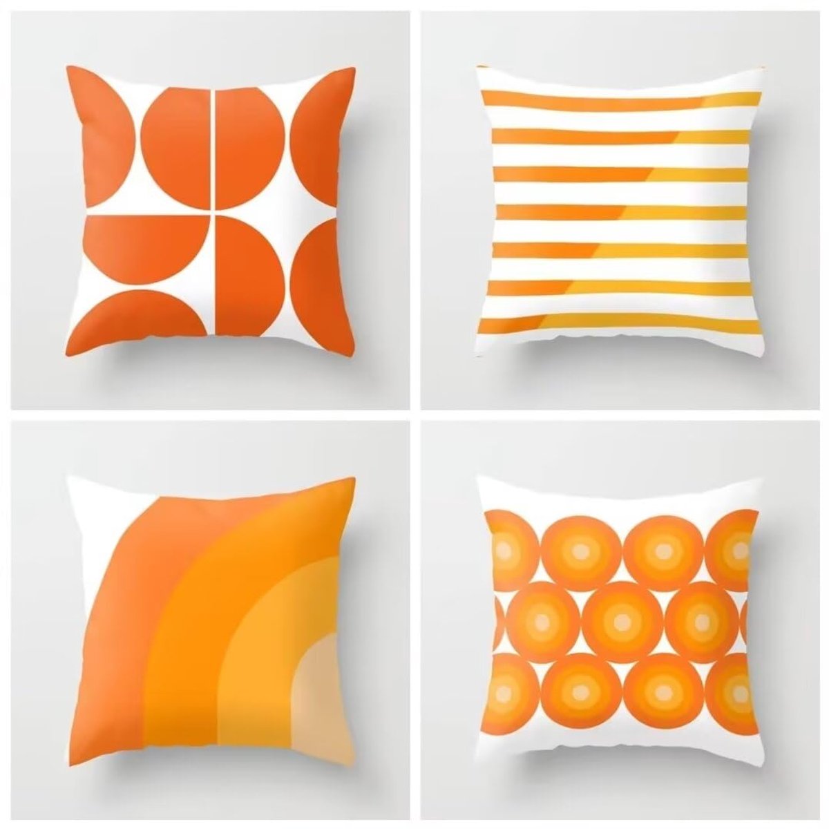 kussenhoezen set van 4 kussenslopen met oranje patroon, 70 x 70 cm voor slaapkamer, woonkamer, vierkante kussensloop met onzichtbare rits, kussensloop voor bank, thuis, bed, buiten, tuin,