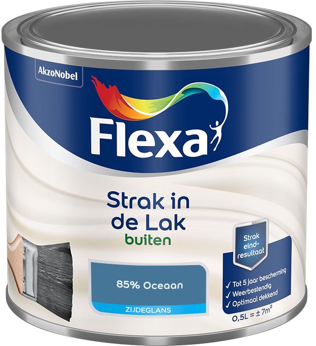 Flexa - Strak In De Lak Buitenlak Zijdeglans - 85% Oceaan - Mengverf - 500 Ml