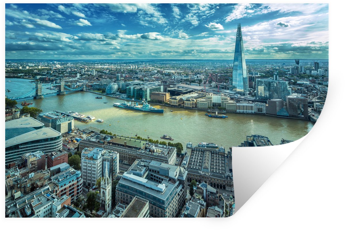 Muurstickers - Sticker Folie - Londen - Theems - Tower Bridge - 90x60 cm - Plakfolie - Muu