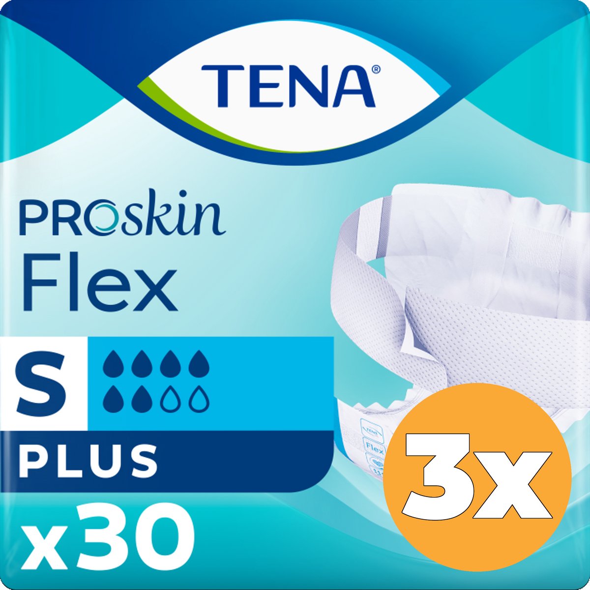 3x Tena Flex Plus Proskin Small (30 stuks)