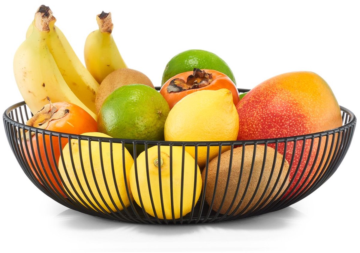 Fruitmand, metaal, zwart, Ø 28 x 8 cm