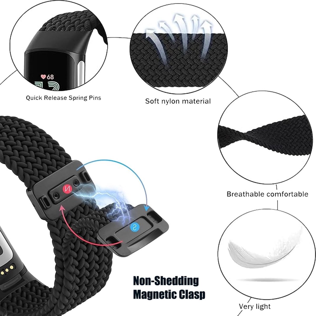 Verstelbare en Comfortabele Nylon Horlogeband voor Fitbit Charge 5 en 6 thumbnail 6