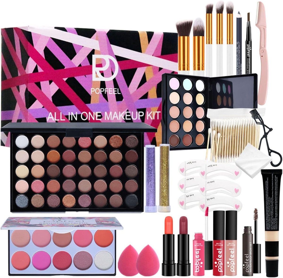 Complete Make-up Set voor Vrouwen, Inclusief Oogschaduwpalet, Lippenstift en Concealer voor Thuis en Reizen, Ideaal voor Tienermeisjes