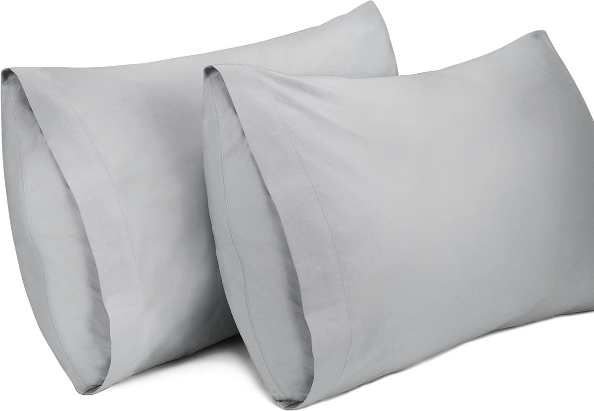 2-Pack Kussenslopen, 100% Katoen Ademende Kussensloop Pillow Cover, 40 x 60 cm, Lichtgrijs