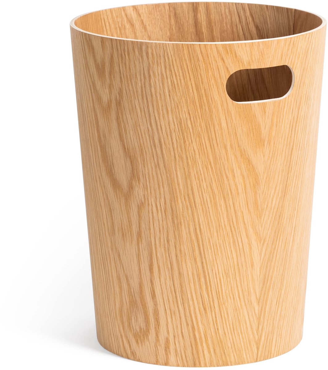 Echte Houtafval Papierbak "Börje" | Moderne Houten Papieren Mand voor op Kantoor, Kinderkamer, Slaapkamer en meer | 9 liter | Eiken