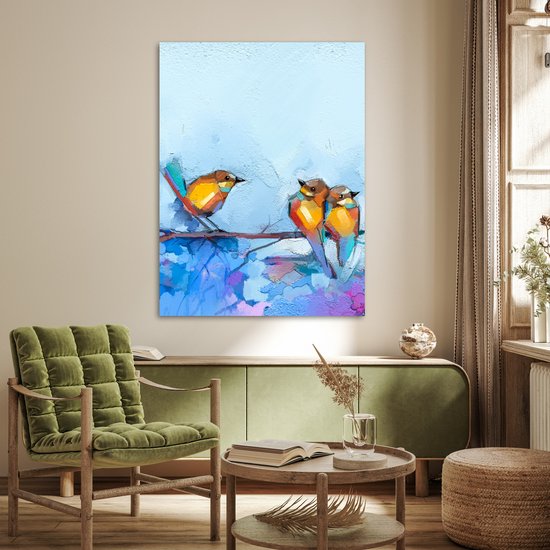Poster Tableau - Peinture à l'huile - Vogel - Branche - 90x120 cm