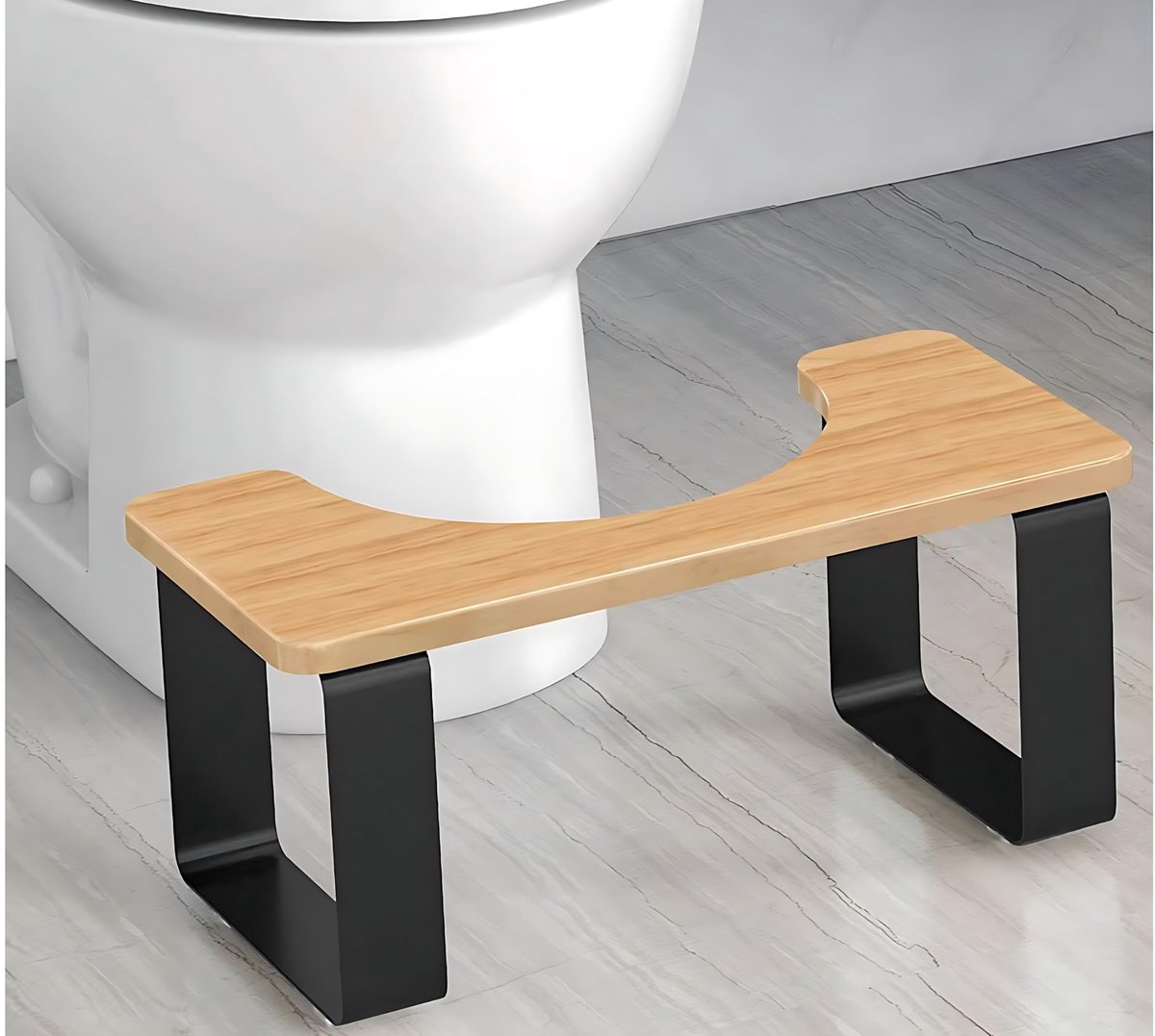 Metaal met houten toiletkruk, 18 cm, badkamer, poepkruk voor volwassenen, antislipkruk, gezonde draagbare toiletkruk voor volwassenen en kinderen