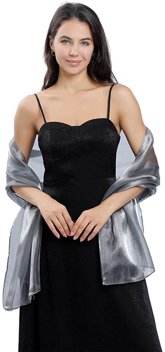 Sjaal voor dames, 70 × 170 cm, elegante chiffon sjaals, lichtgewicht en modieuze avondsjaals voor jurken geschikt voor festivals, bruiloften, diners en feesten