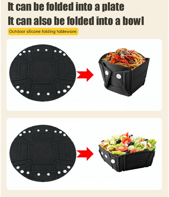 Opvouwbare Siliconen Campingkom - Draagbare Lunchbox voor Picknicken en Kamperen — afbeelding 2