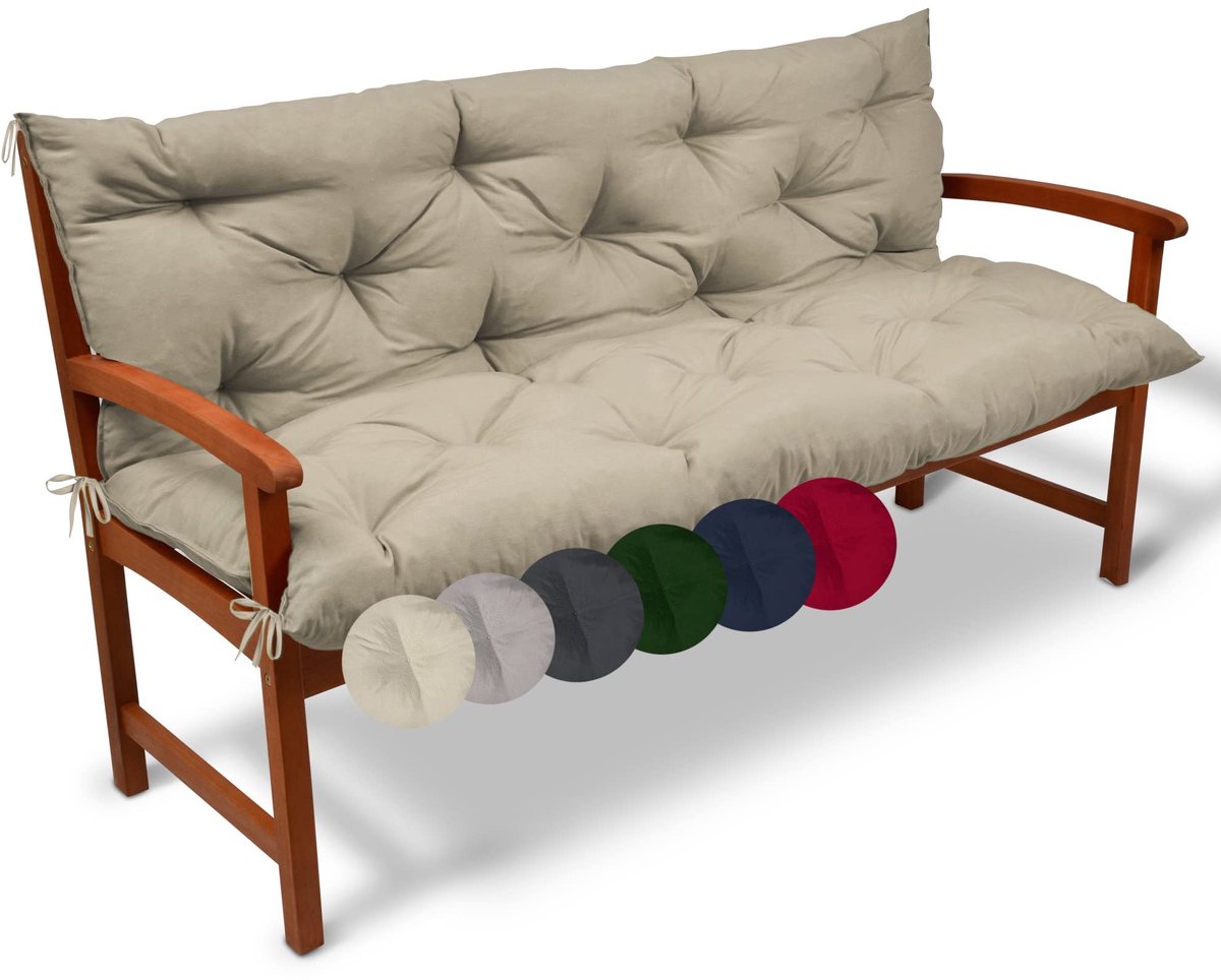Flair BR Bankkussen voor Tuinmeubelen - 120 x 50 x 50 cm - Zitkussen en Rugkussen - Kussen - Natuur