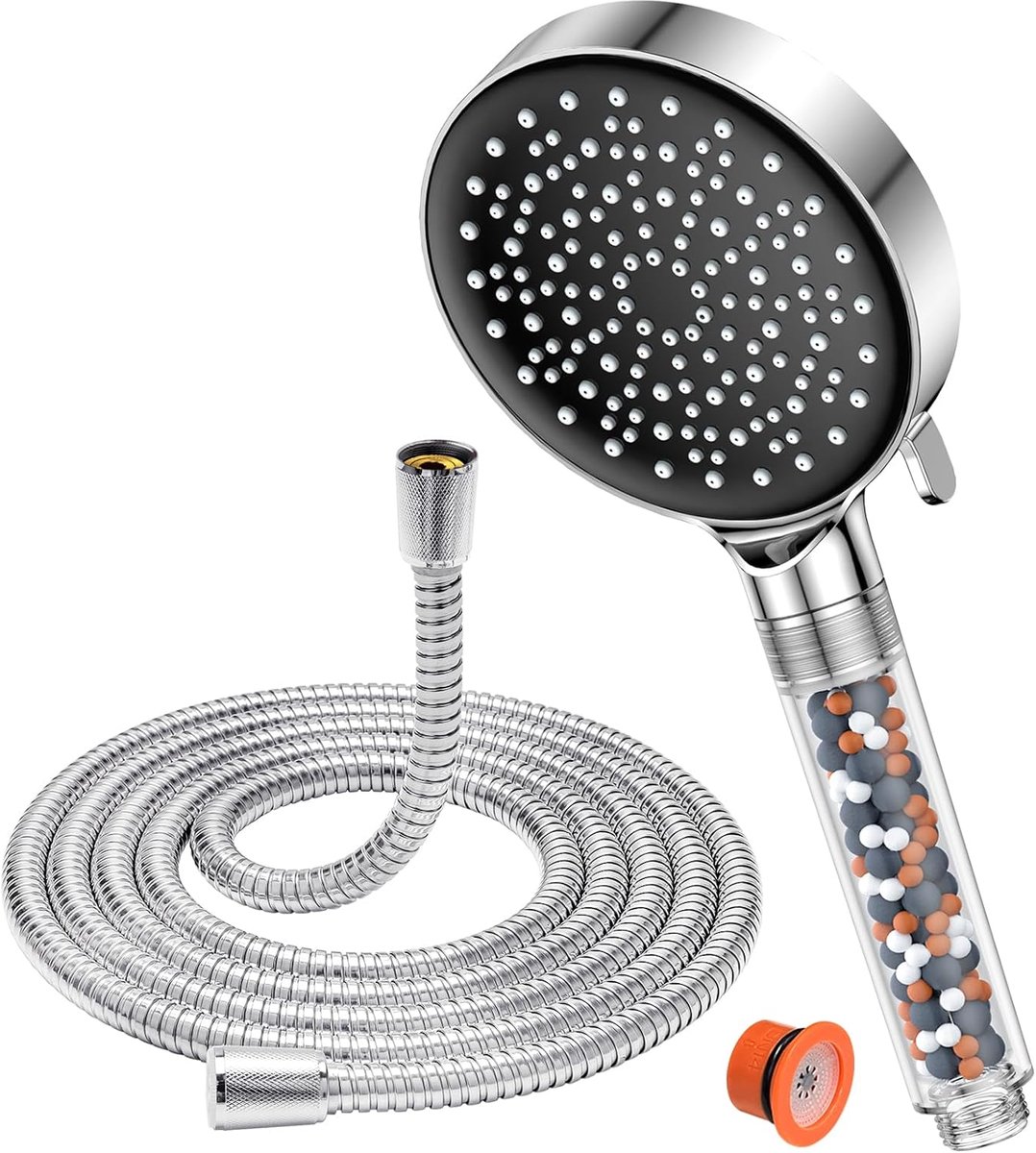 Douchekop met slang 1,8 m, YEAUPE met filter, regendouche met 6 straalsoorten, waterbespar