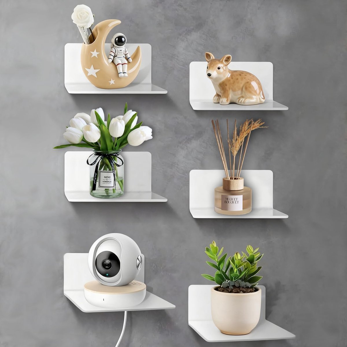 wandrek zonder boren, 6 stuks wandplanken van acryl, zelfklevend wandrek voor kinderkamer, badkamer, woonkamer, slaapkamer, keuken