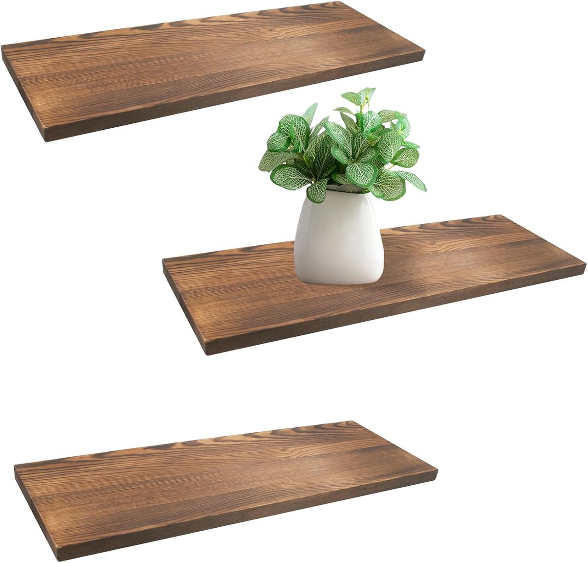 3 stuks wandrek, hout, knutselhouten platen, 43 x 15 x 1,5 cm, hangrek, houtnerf, zwevend rek, plank aan muur, voor wandrek, doe-het-zelf handwerk, woondecoratie